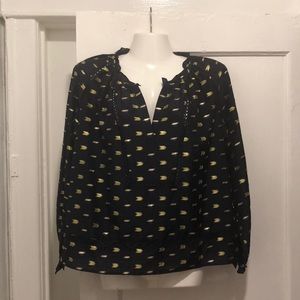 Point Sur J. Crew Navy Metallic Clip Dot Blouse